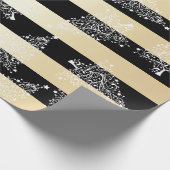 Elegantes Gold & Black Christmas Tree Muster Geschenkpapier (Ecke)