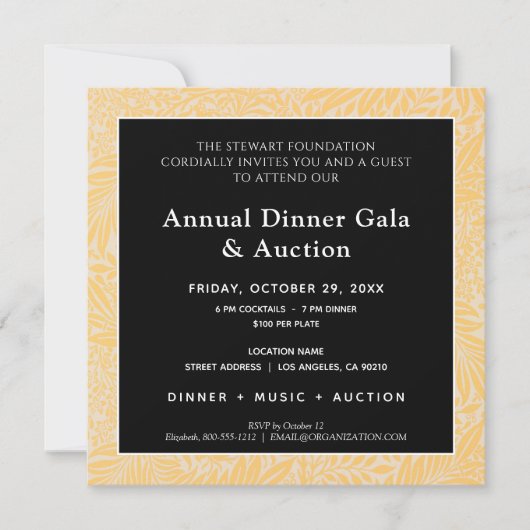 Elegantes Gold Black Corporate Dinner Einladung (Vorderseite)