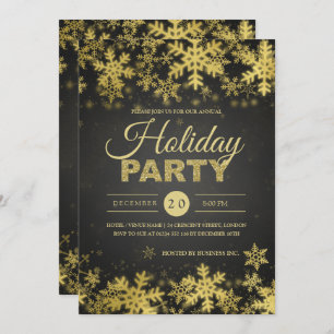 Elegantes Gold & Black Corporate Weihnachts-Party Einladung