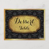 Elegantes Gold Black Damask Tafelschild Postkarte (Rückseite)