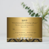 Elegantes Gold & Black Damask UAWG RSVP Karte (Stehend Vorderseite)