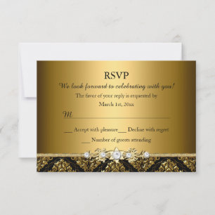 Elegantes Gold & Black Damask UAWG RSVP Karte