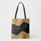 Elegantes Gold Black Glam Logo Tasche (Vorderseite)
