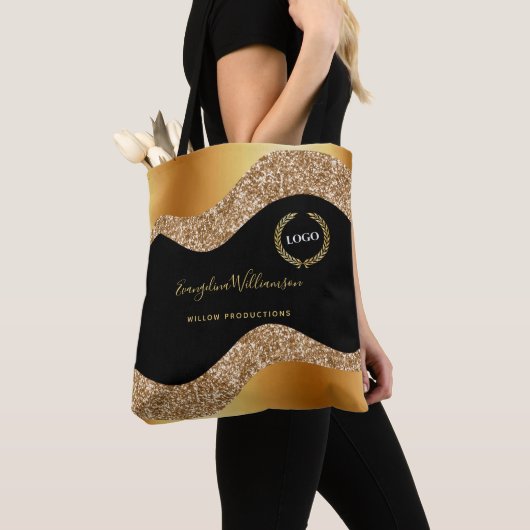 Elegantes Gold Black Glam Logo Tasche (Von Nahem)