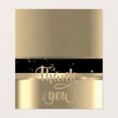 Elegantes Gold, Black Glitzer Dankeschön Card Visitenkarten (Außenseite Aufgefaltet)