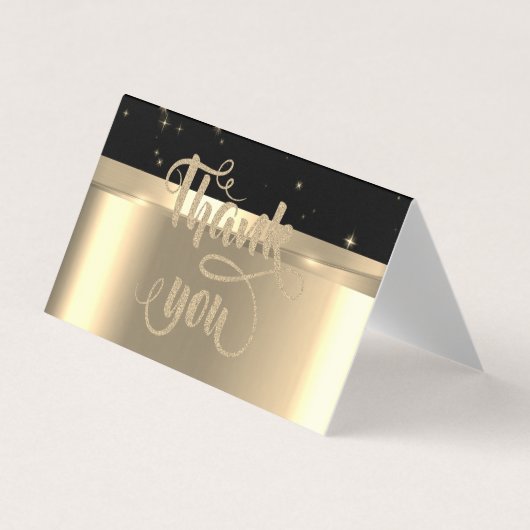 Elegantes Gold, Black Glitzer Dankeschön Card Visitenkarten (Vorderseite)