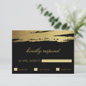 Elegantes Gold & Black Imitate Pinakothek Züst RSVP Karte (Stehend Vorderseite)