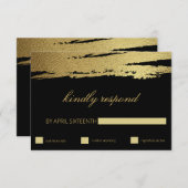 Elegantes Gold & Black Imitate Pinakothek Züst RSVP Karte (Vorne/Hinten)
