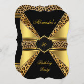 Elegantes Gold Black Leopard 30. Geburtstag Party Einladung (Vorne/Hinten)