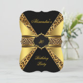 Elegantes Gold Black Leopard 30. Geburtstag Party Einladung (Stehend Vorderseite)