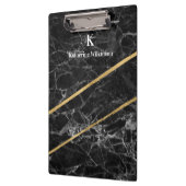 Elegantes Gold Black Marble Gold Monogramm Klemmbrett (Links)
