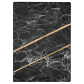 Elegantes Gold Black Marble Gold Monogramm Klemmbrett (Rückseite)