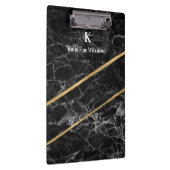 Elegantes Gold Black Marble Gold Monogramm Klemmbrett (Rechts)