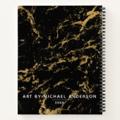 Elegantes Gold Black Marble Sketchbook Notizblock (Rückseite)