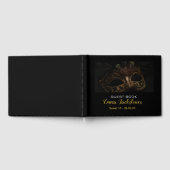 Elegantes Gold & Black Masquerade Sweet 16 Gästebuch (Voll)
