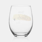 Elegantes Gold & Black Modern Typografy Team Bride Weinglas Ohne Stiel (Rückseite)