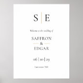 Elegantes Gold Black Monogram Wedding Welcome Sign Poster (Vorne)