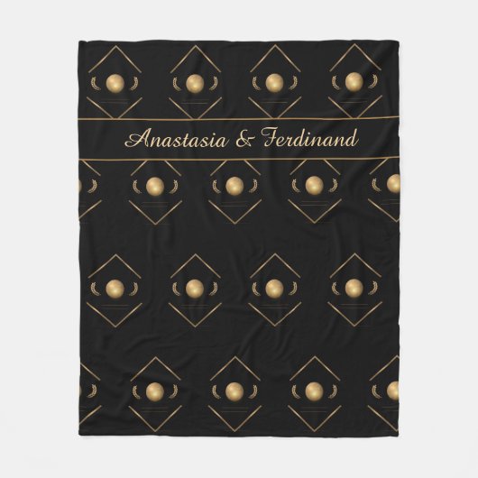 Elegantes Gold Black Muster personalisieren Fleecedecke (Vorderseite)