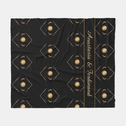 Elegantes Gold Black Muster personalisieren Fleecedecke (Vorderseite (Horizontal))