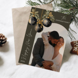 Elegantes Gold Black Ornaments Foto Feiertagskarte