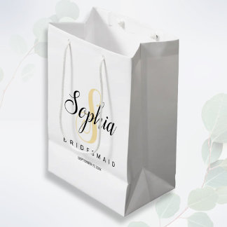 Elegantes Gold & Black Personalisiert Bridesmaid H Mittlere Geschenktüte