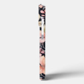 Elegantes Gold Black Pink Floral Watercolor Monogr Case-Mate iPhone Hülle (Rückseite / Links)