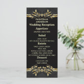 Elegantes Gold Black Regal Wedding Reception Menü Menükarte (Stehend Vorderseite)
