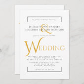 Elegantes Gold & Black Scripture Religiöse Hochzei Einladung (Vorne/Hinten)