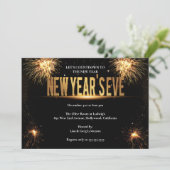 Elegantes Gold & Black Silvester Party Einladung (Stehend Vorderseite)
