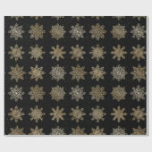 Elegantes Gold & Black Snowflake Weihnachtsmuster Geschenkpapier (Flach)