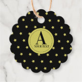 Elegantes Gold & Black Star Muster Monogramm Geschenkanhänger (Vorderseite)