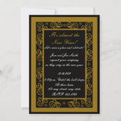 Elegantes Gold & Black Swirl Neujahrsvortrag Einladung (Vorderseite)