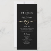 Elegantes Gold Black Wedding Ceremony Programm (Vorderseite)