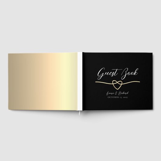 Elegantes Gold Black Wedding Gästebuch (Voll)