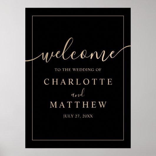Elegantes Gold & Black Welcome Wedding Poster (Vorne)