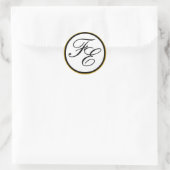 Elegantes Gold Black & White Monogram Wedding Sieg Runder Aufkleber (Tasche)