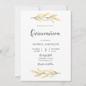 Elegantes Gold Blätter Quinceanera Party Einladung (Vorderseite)