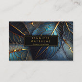 Elegantes Gold Blue Abstrakt Leaf Visitenkarte (Vorderseite)
