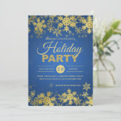 Elegantes Gold & Blue Corporate Weihnachten Party Einladung (Stehend Vorderseite)