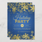 Elegantes Gold & Blue Corporate Weihnachten Party Einladung (Vorne/Hinten)