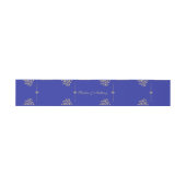 Elegantes Gold & Blue Damask Hochzeitsband Einladungsbanderole (Flach)