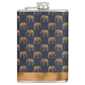 Elegantes Gold Blue Elephant Chic Hübsch Cool Flachmann (Vorderseite)