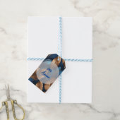 Elegantes Gold Blue Foliage Nature Design Geschenkanhänger (Mit Garn)