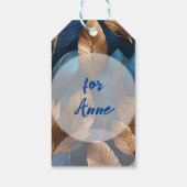 Elegantes Gold Blue Foliage Nature Design Geschenkanhänger (Rückseite)