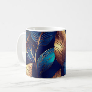 Elegantes Gold Blue Foliage Nature Design Kaffeetasse