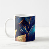 Elegantes Gold Blue Foliage Nature Design Kaffeetasse (Links)
