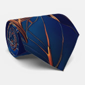 Elegantes Gold Blue Foliage Nature Design Krawatte (Gerollt)
