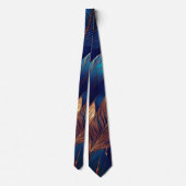 Elegantes Gold Blue Foliage Nature Design Krawatte (Rückseite)