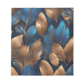 Elegantes Gold Blue Foliage Nature Design Notizblock (Vorderseite)