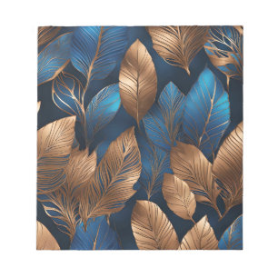 Elegantes Gold Blue Foliage Nature Design Notizblock